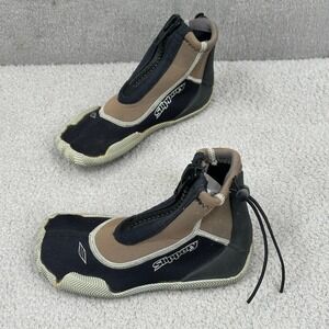 Slippery Water Sports Neoprene Booties XS Black Beige Zip Up Wetsuit Shoes‎ Mens
